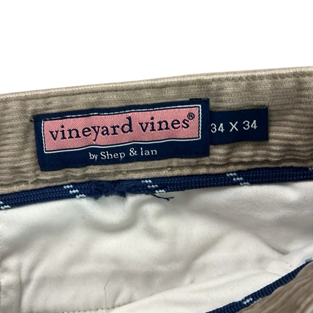 Vineyard Vines Wide Leg Tan Corduroy Club Pants Wide Wale Preppy Cotton 34x33 - Picture 2 of 12